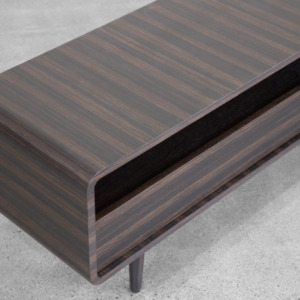 Kodiak Tv Stand in Smoked Oak - Close up Kodiak Tv Stand in Smoked Oak - Close up