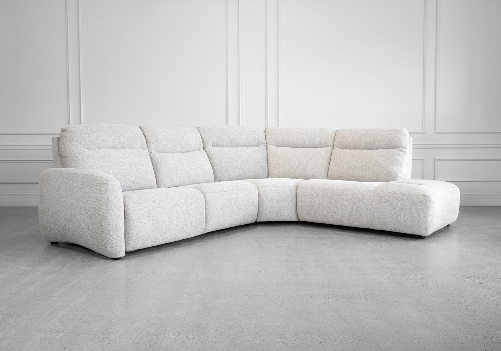 Rosario Power Fabric Sectional in Mink - Featured