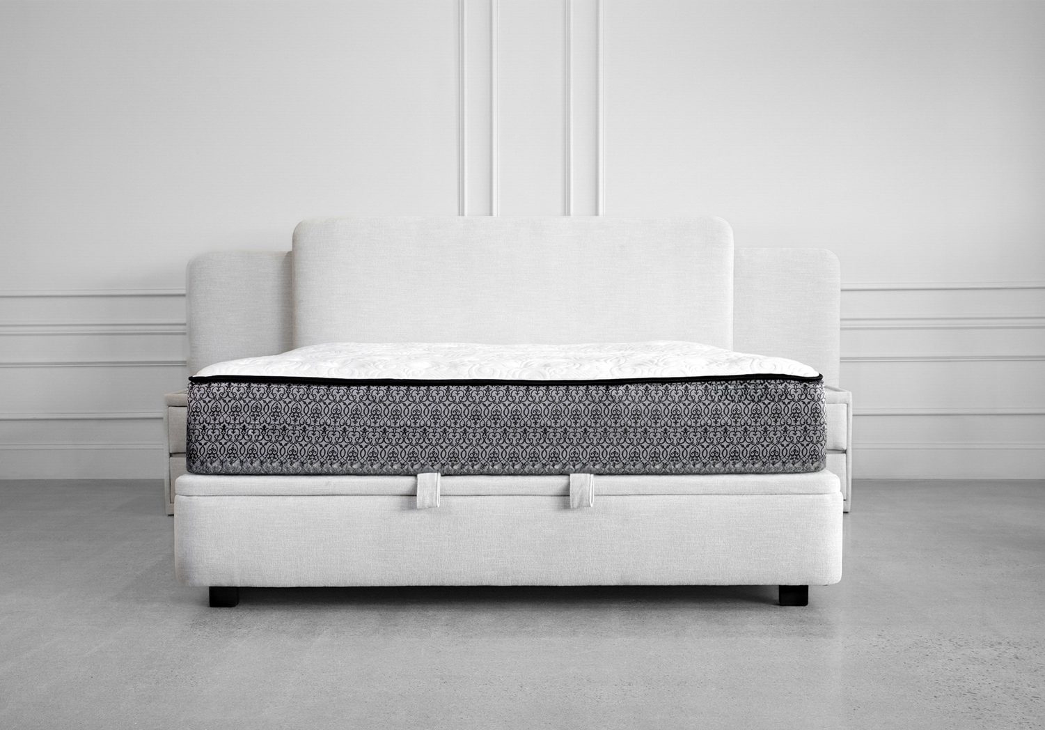 Lia Upholstered Bed in Gimma Silver with Mattress