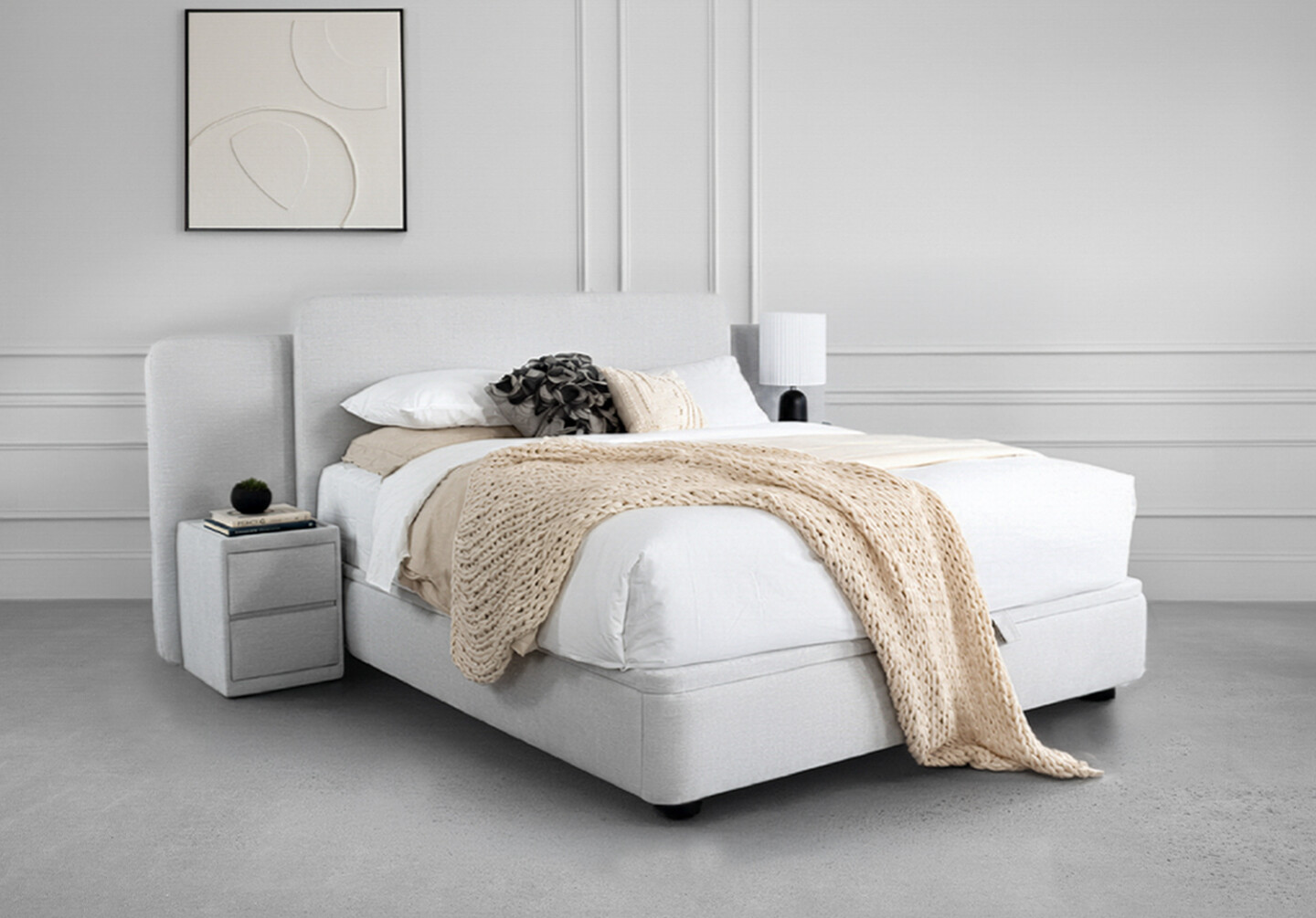 Lia Upholstered Bed in Gimma Silver - Angle