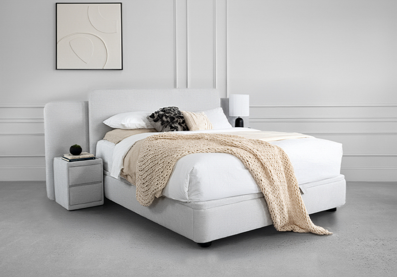 Lia Upholstered Bed in Gimma Silver - Angle