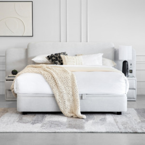 Lia Upholstered Bed in Gimma Silver - Front Lia Upholstered Bed in Gimma Silver - Front