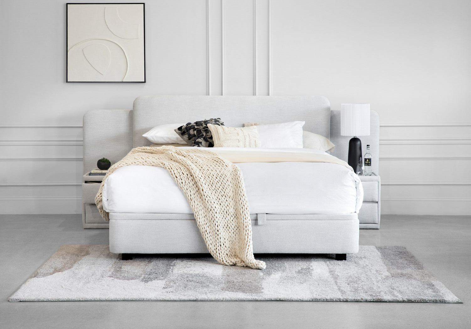 Lia Upholstered Bed in Gimma Silver - Front