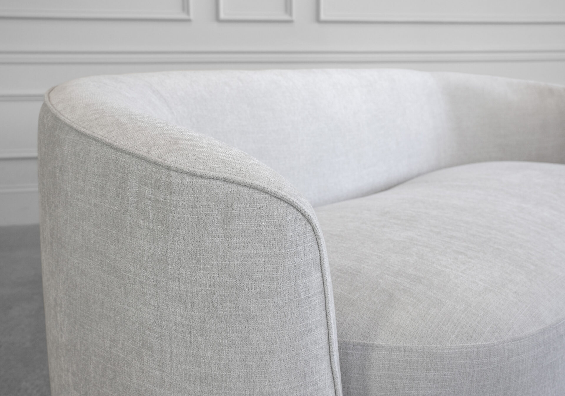Sylvie Fabric Sofa in Gimma Silver - Close Up