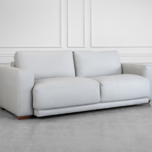 Sarasota Leather Sofa in Light Grey - Angle Sarasota Leather Sofa in Light Grey - Angle