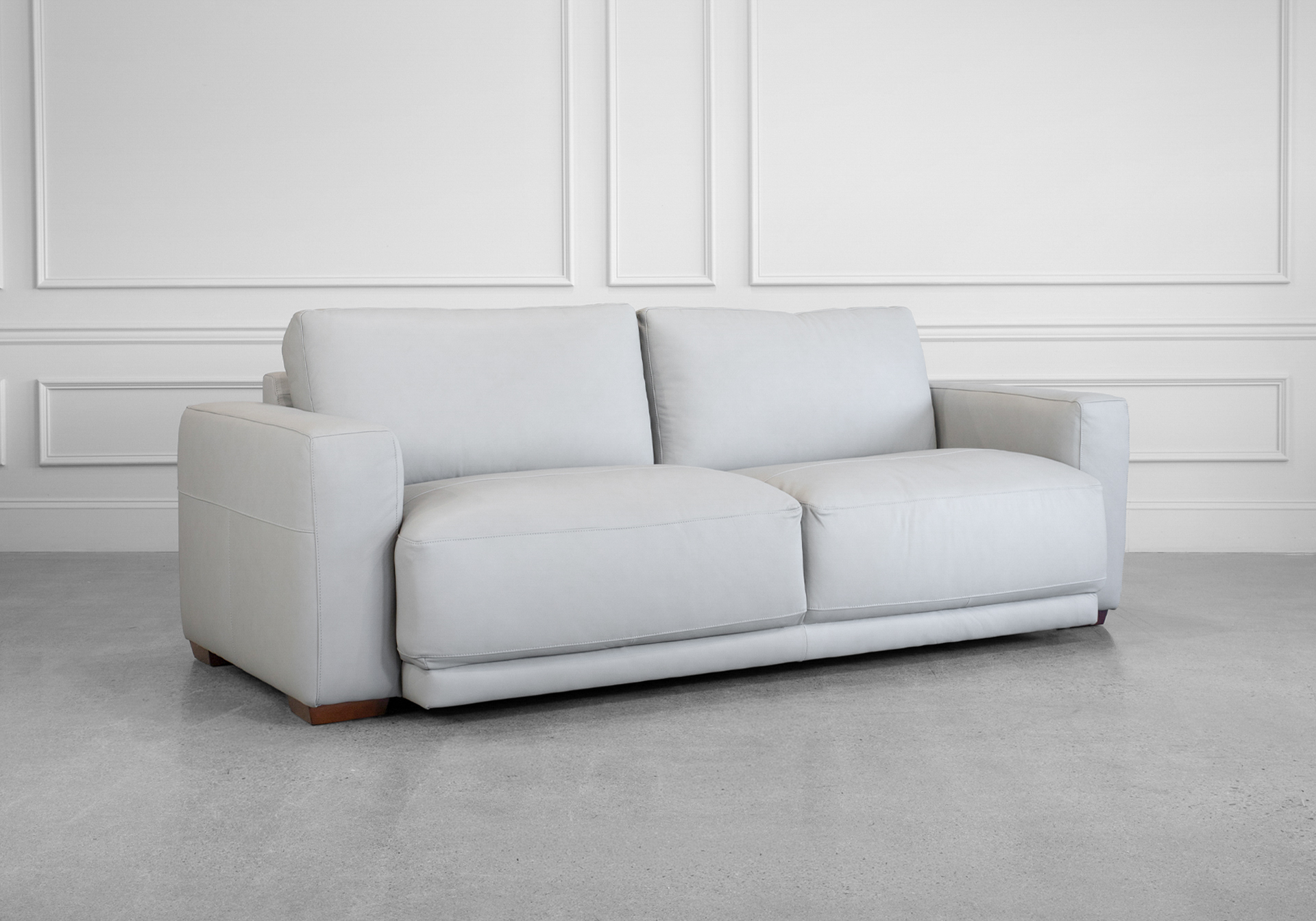 Sarasota Leather Sofa in Light Grey - Angle