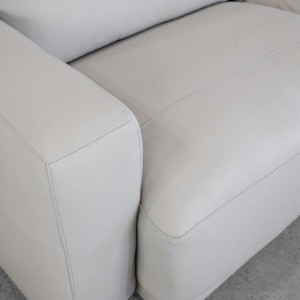 Sarasota Leather Sofa in Light Grey - Close Up Sarasota Leather Sofa in Light Grey - Close Up