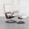 Wing Signature Leather Recliner - Fog & New Walnut - Featured