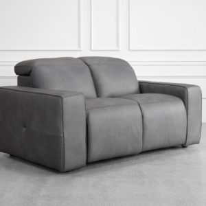 Jackson Leather Loveseat in Dark Grey - Angle Jackson Leather Loveseat in Dark Grey - Angle
