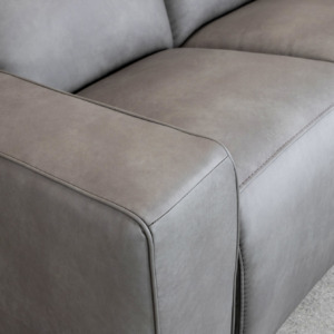 Jackson Leather Loveseat in Dark Grey - Close Up Jackson Leather Loveseat in Dark Grey - Close Up