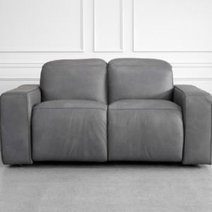Jackson Leather Loveseat in Dark Grey - Front Jackson Leather Loveseat in Dark Grey - Front