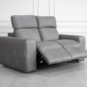 Jackson Leather Loveseat in Dark Grey - Reclined - 2 Jackson Leather Loveseat in Dark Grey - Reclined - 2