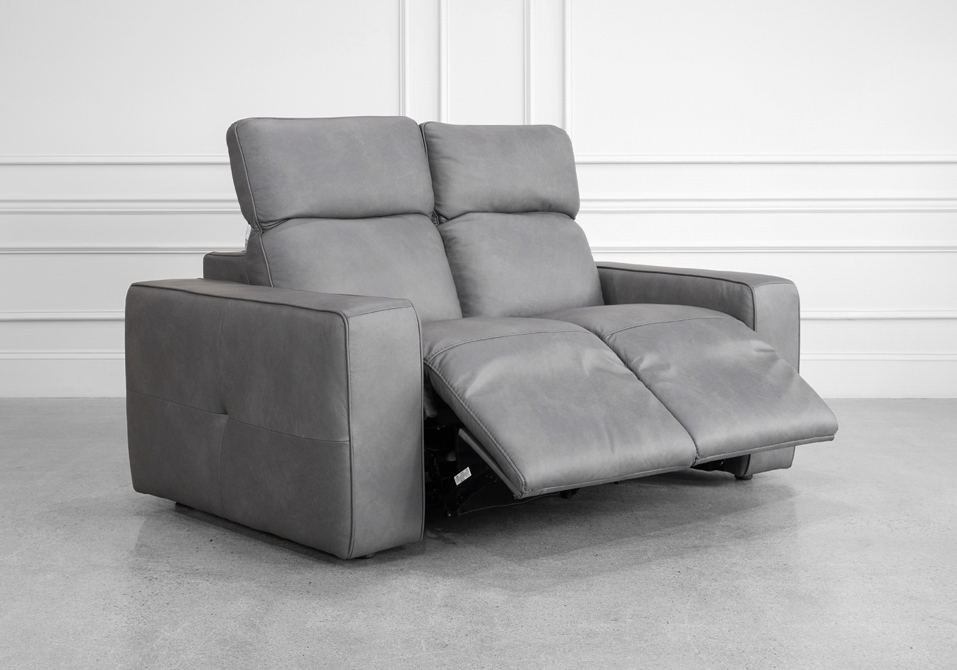 Jackson Leather Loveseat in Dark Grey - Reclined - 2 Jackson Leather Loveseat in Dark Grey - Reclined - 2