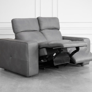 Jackson Leather Loveseat in Dark Grey - Reclined - 3 Jackson Leather Loveseat in Dark Grey - Reclined - 3
