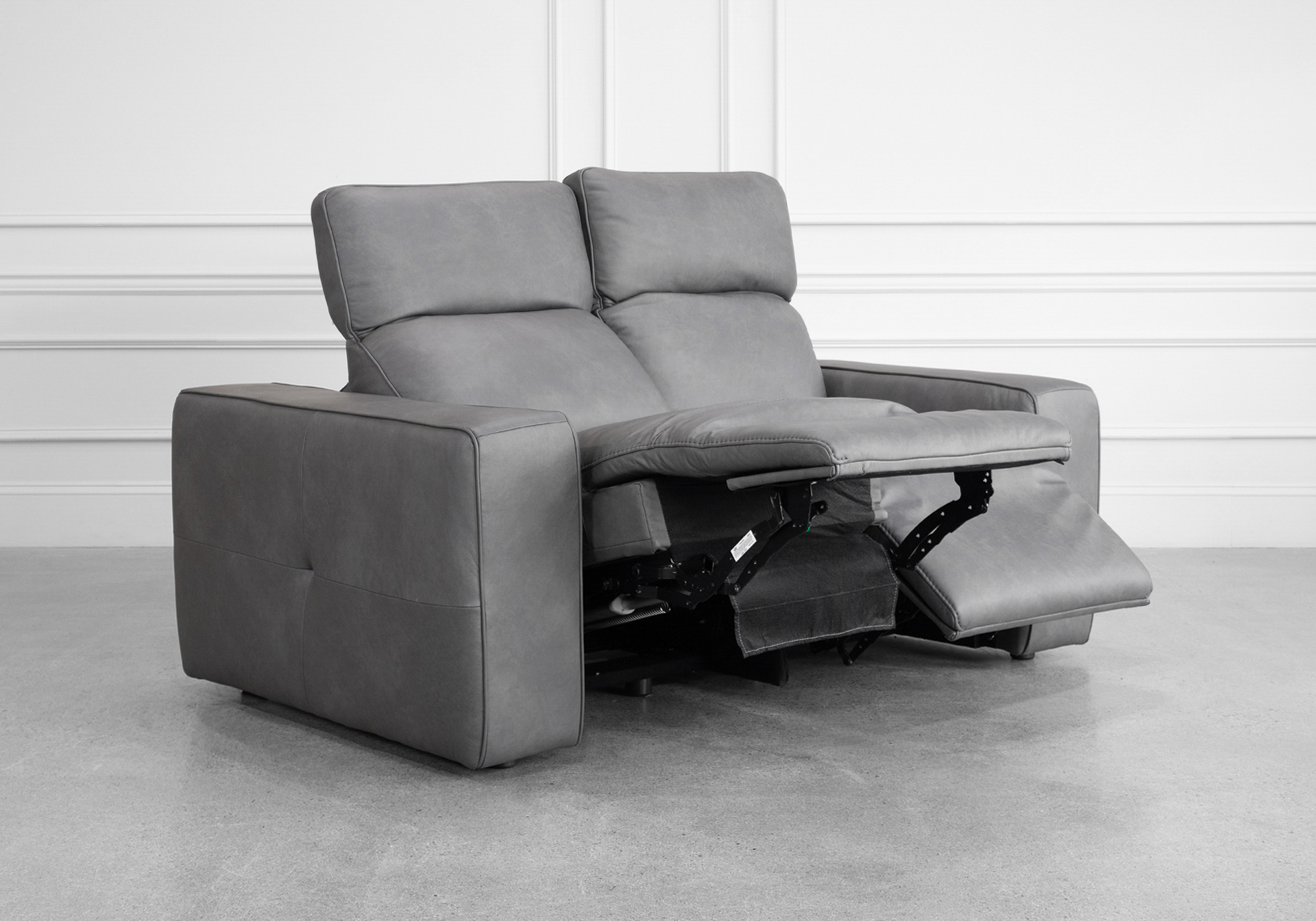 Jackson Leather Loveseat in Dark Grey - Reclined - 3 Jackson Leather Loveseat in Dark Grey - Reclined - 3