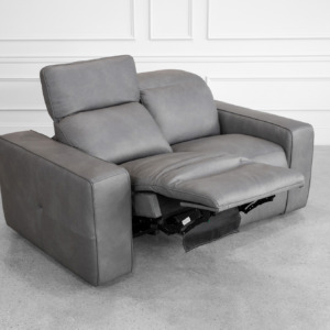 Jackson Leather Loveseat in Dark Grey - Reclined - 4 Jackson Leather Loveseat in Dark Grey - Reclined - 4