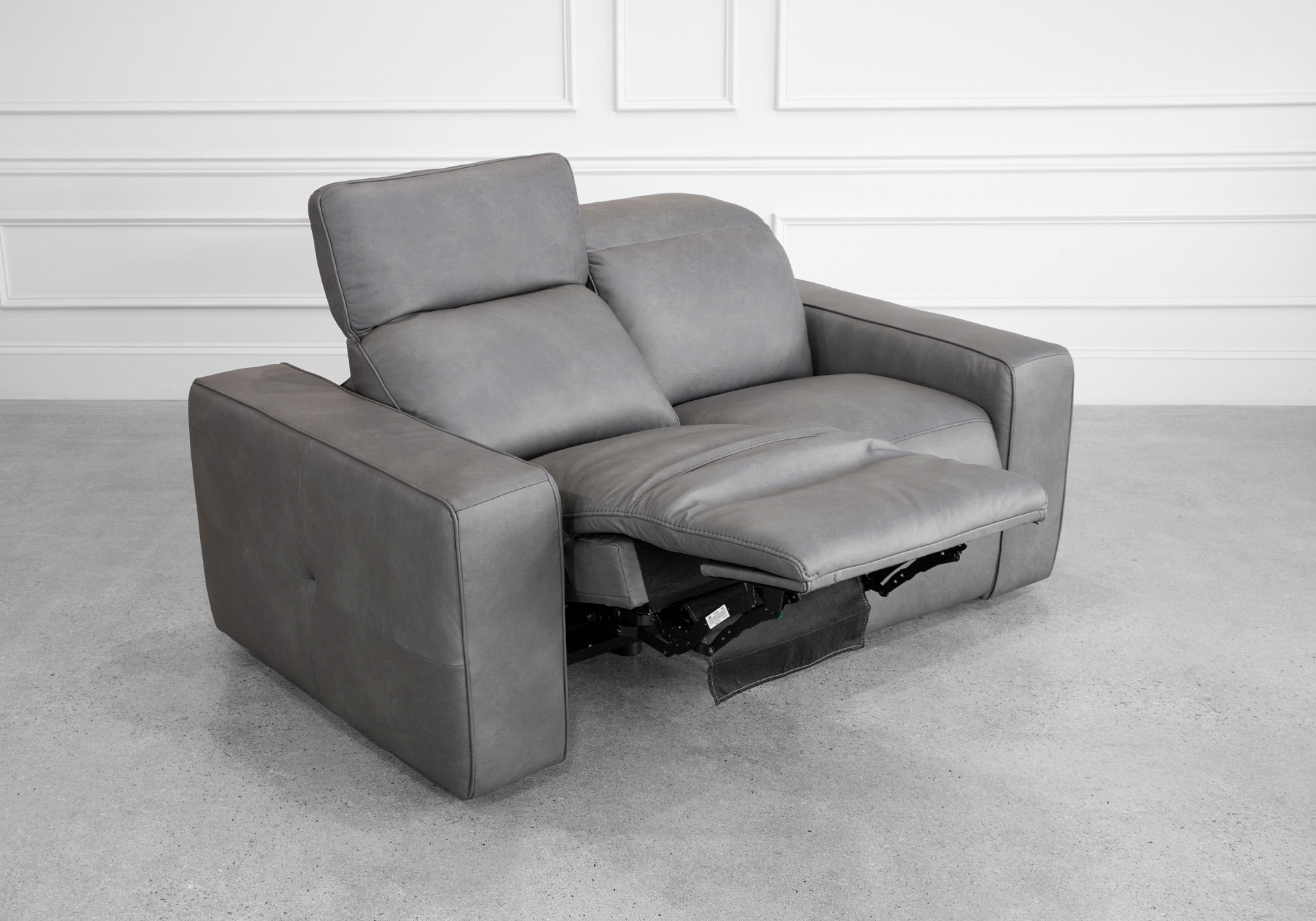 Jackson Leather Loveseat in Dark Grey - Reclined - 4 Jackson Leather Loveseat in Dark Grey - Reclined - 4