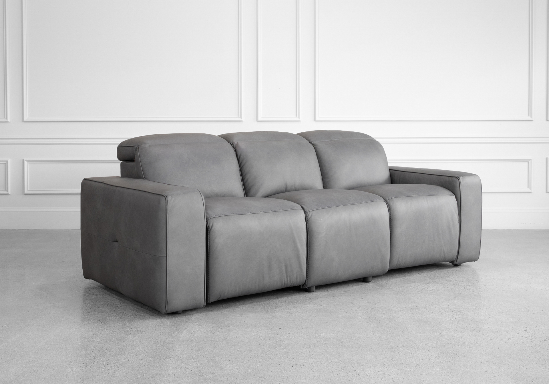 Jackson Leather Sofa in Dark Grey - Angle