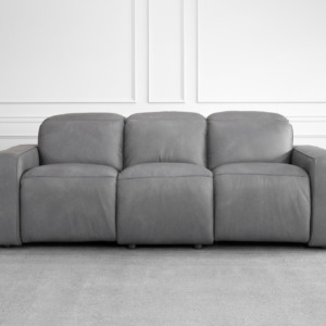 Jackson Leather Sofa in Dark Grey - Front Jackson Leather Sofa in Dark Grey - Front