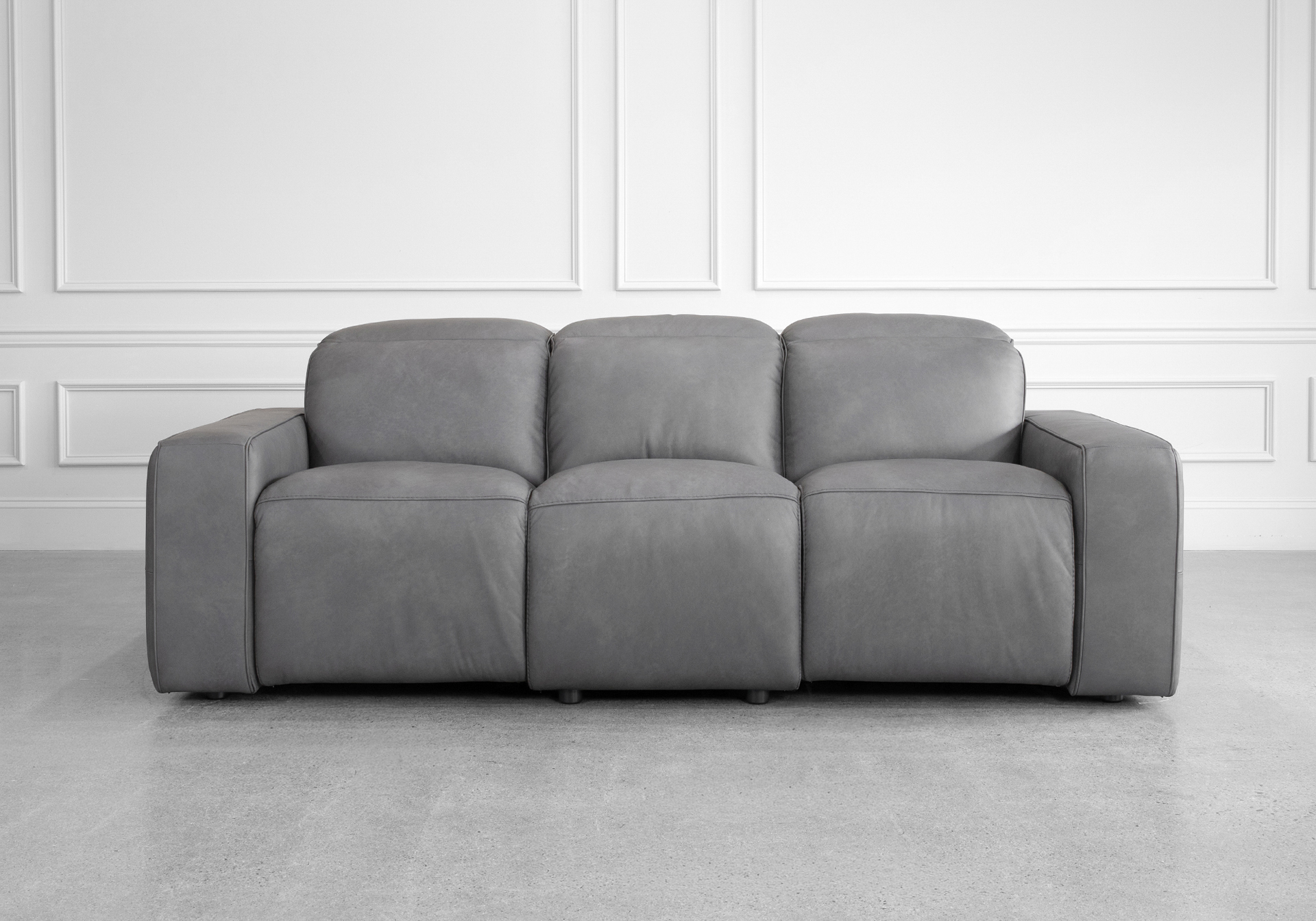 Jackson Leather Sofa in Dark Grey - Front