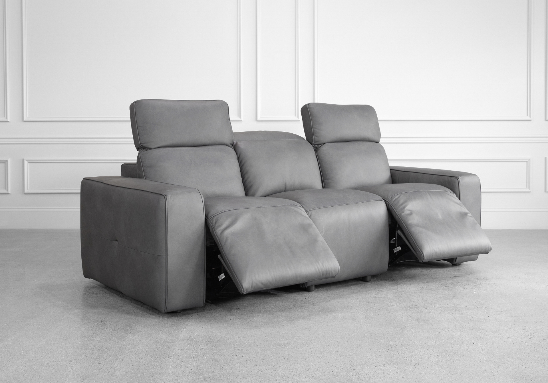 Jackson Leather Sofa in Dark Grey - Reclined - 2 Jackson Leather Sofa in Dark Grey - Reclined - 2
