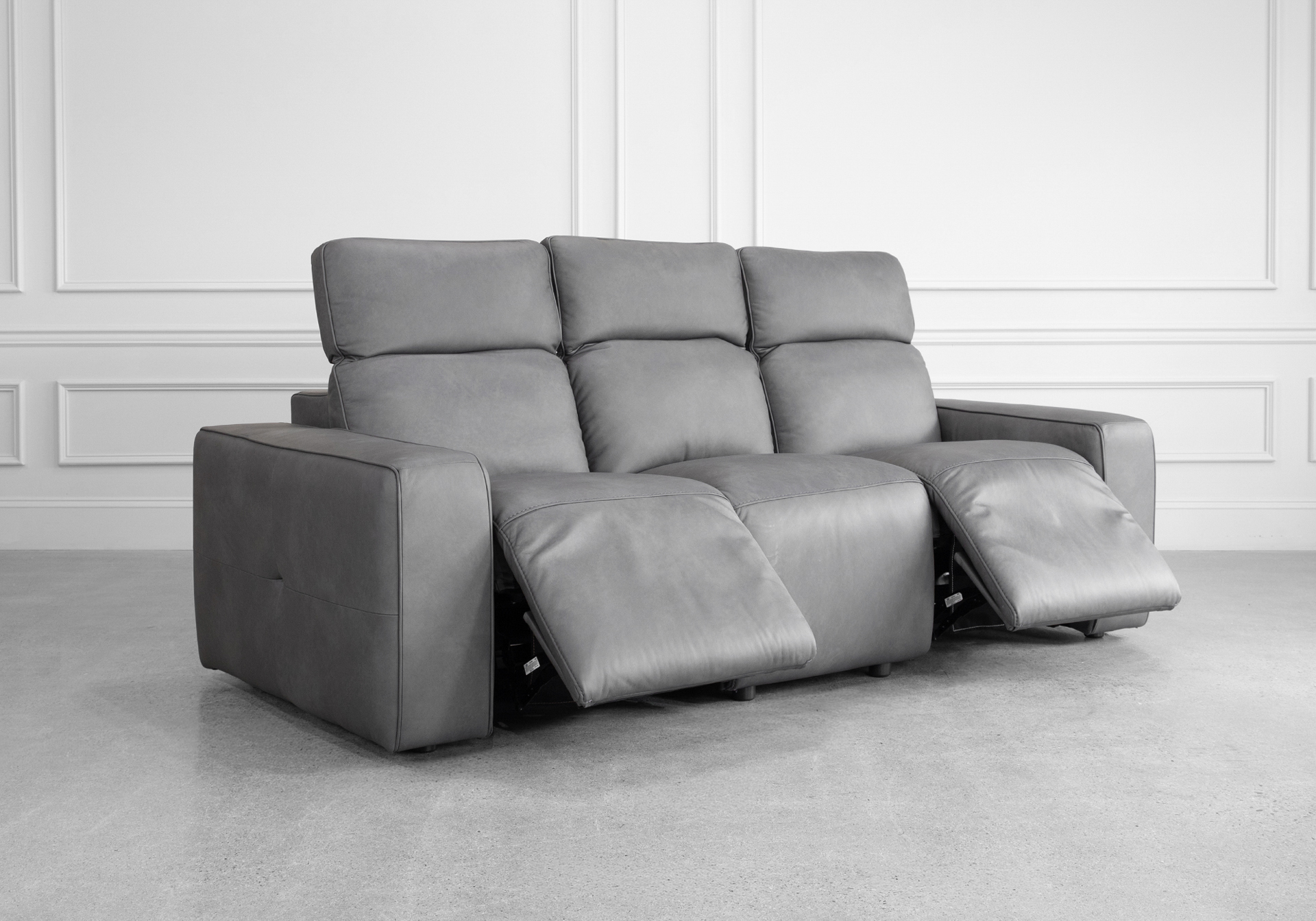 Jackson Leather Sofa in Dark Grey - Reclined - 3 Jackson Leather Sofa in Dark Grey - Reclined - 3