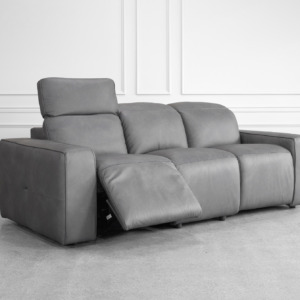 Jackson Leather Sofa in Dark Grey - Reclined Jackson Leather Sofa in Dark Grey - Reclined