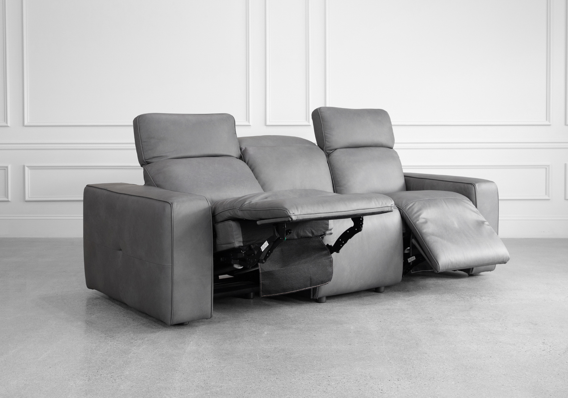 Jackson Leather Sofa in Dark Grey - Reclined - 4 Jackson Leather Sofa in Dark Grey - Reclined - 4