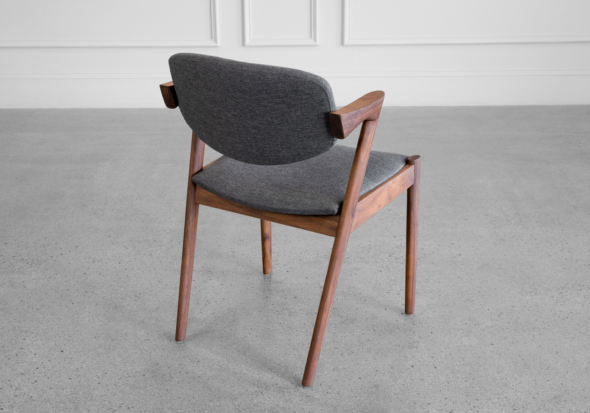 Karen Fabric D-Chair - Walnut & Grey - Back Karen Fabric D-Chair - Walnut & Grey - Back