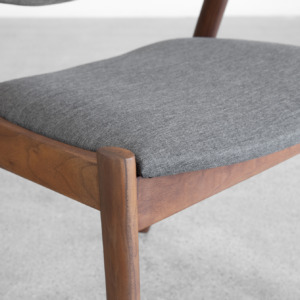 Karen Fabric D-Chair - Walnut & Grey - Close Up