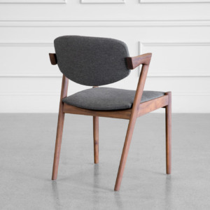 Karen Fabric Dining Chair - Walnut & Grey - Back