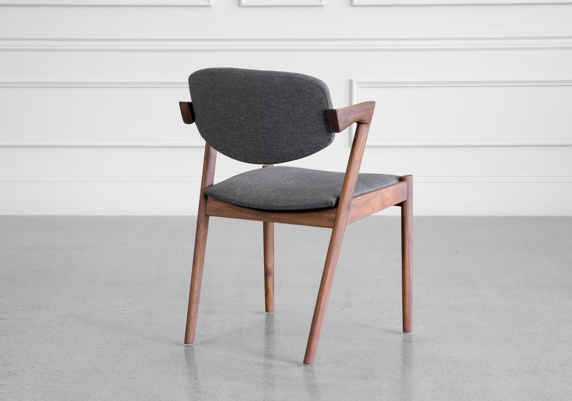 Karen Fabric Dining Chair - Walnut & Grey - Back Karen Fabric Dining Chair - Walnut & Grey - Back