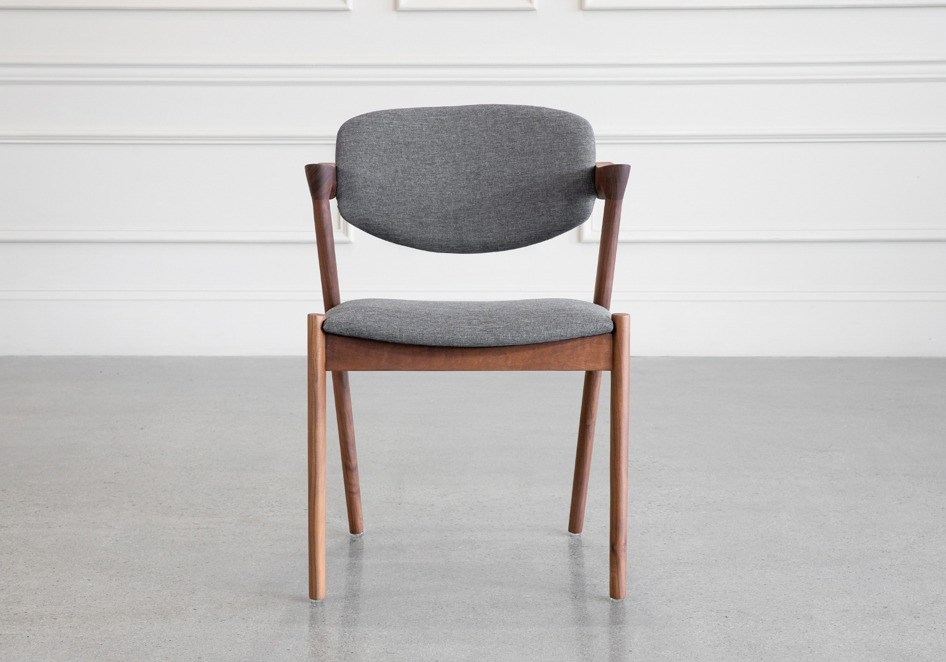 Karen Fabric Dining Chair - Walnut & Grey - Front