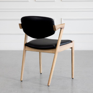 Karen Leather D-Chair - Oak & Black - Back Karen Leather D-Chair - Oak & Black - Back