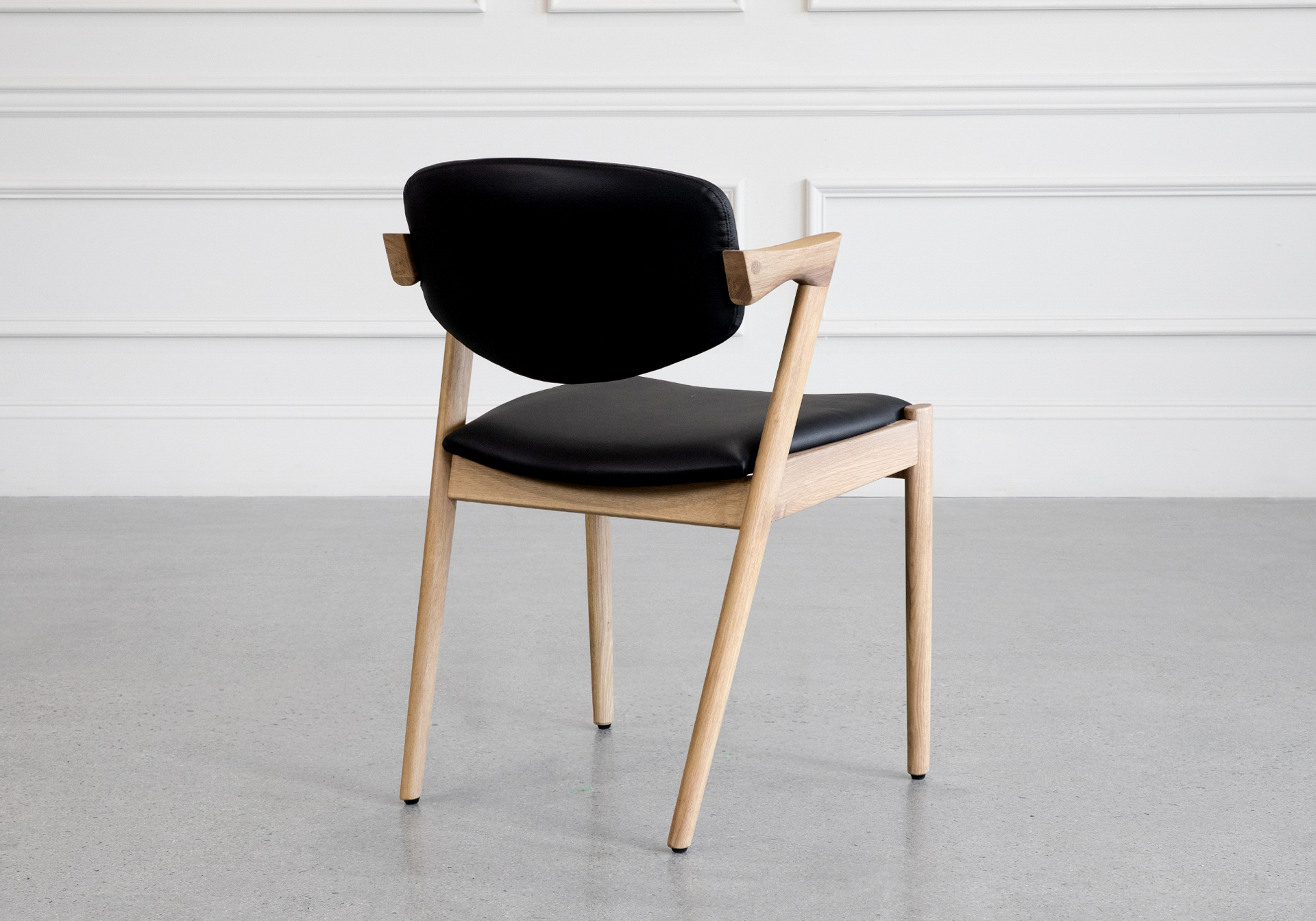 Karen Leather D-Chair - Oak & Black - Back Karen Leather D-Chair - Oak & Black - Back