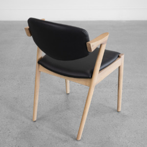 Karen Leather Dining Chair - Oak & Black - Back Karen Leather Dining Chair - Oak & Black - Back