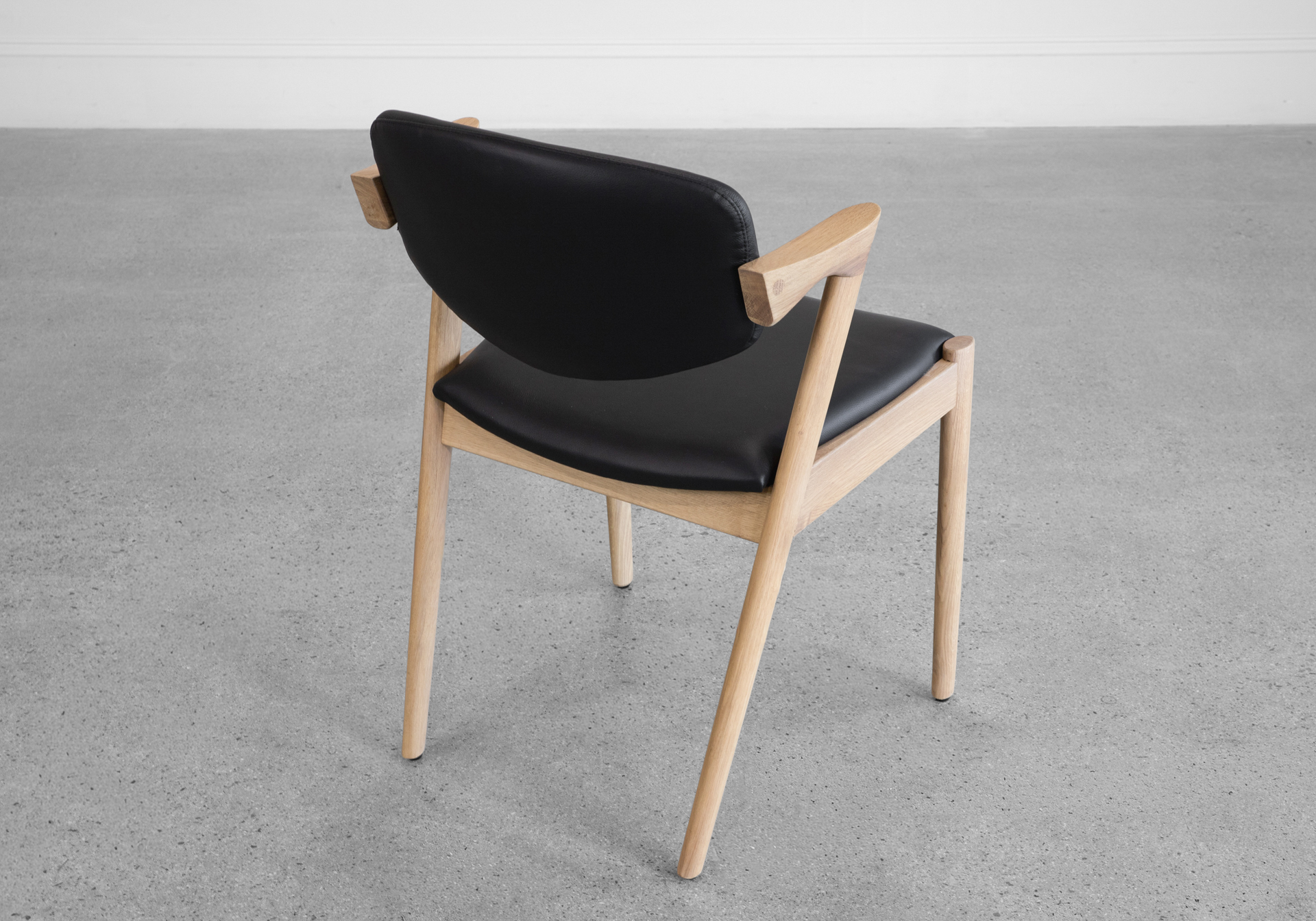 Karen Leather Dining Chair - Oak & Black - Back Karen Leather Dining Chair - Oak & Black - Back