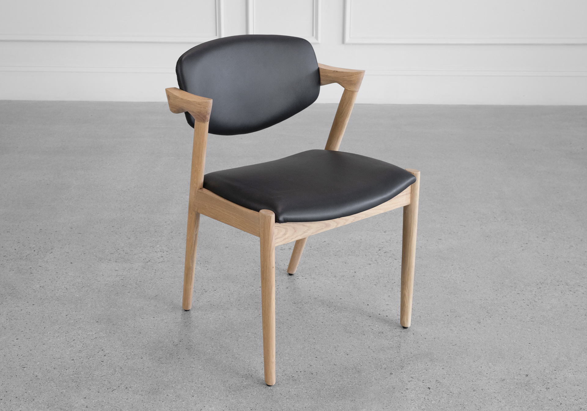 Karen Leather Dining Chair - Oak & Black - Front Karen Leather Dining Chair - Oak & Black - Front